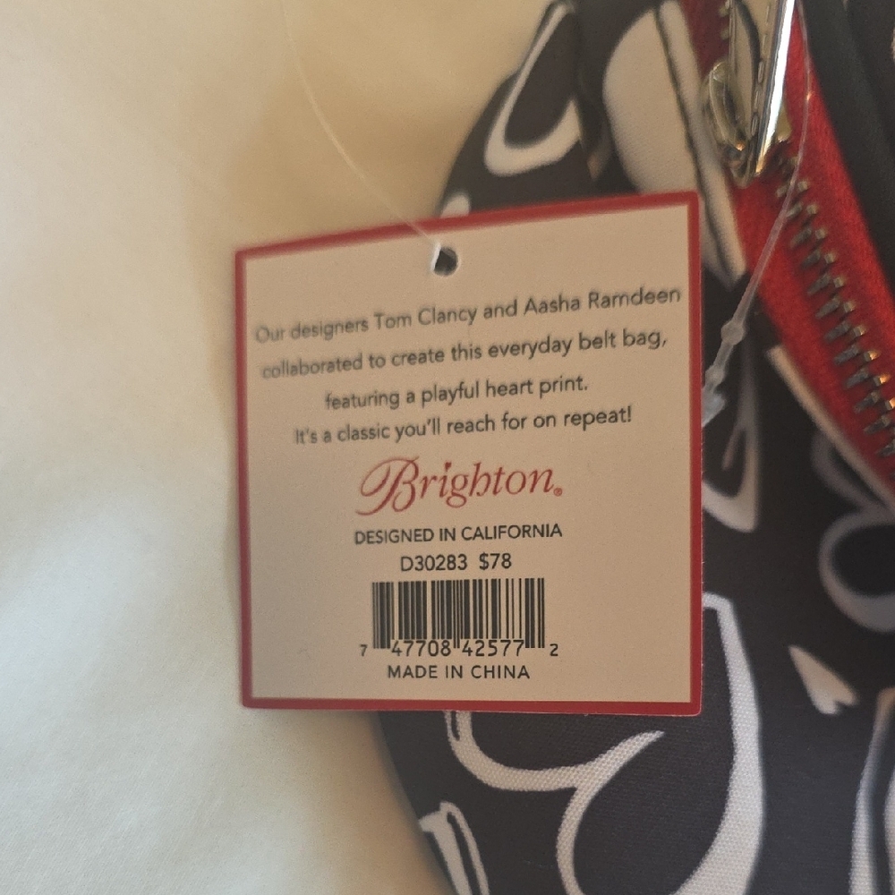 Brighton Heart Print Belt Bag with Red Trim NWT - Picture 2 of 4